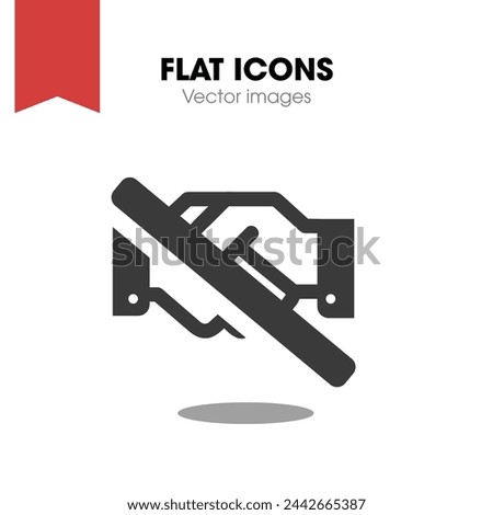 handshake slash Icon. Flat style design isolated on white background. Vector illustration
