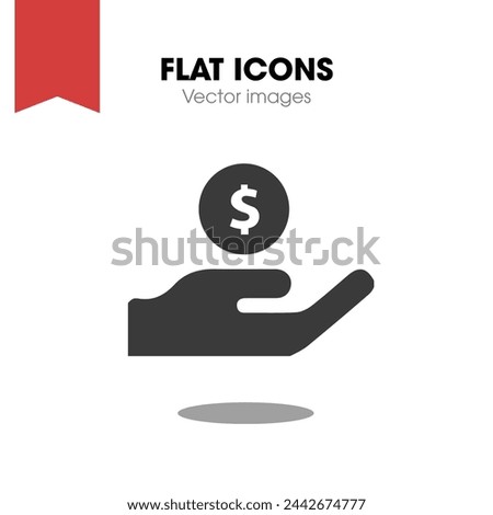 hand holding usd Icon. Flat style design isolated on white background. Vector illustration
