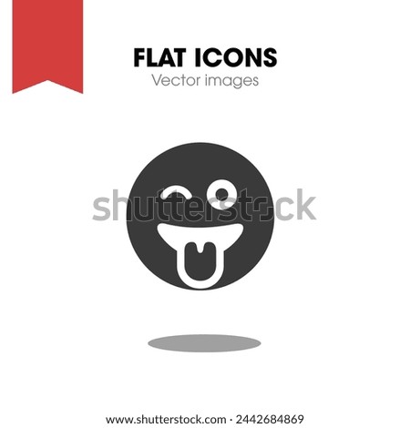 grin tongue wink Icon. Flat style design isolated on white background. Vector illustration
