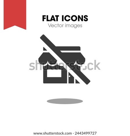 store slash Icon. Flat style design isolated on white background. Vector illustration
