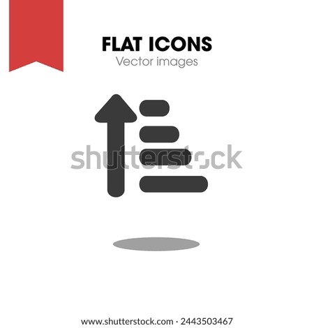 Sort Amount Up Icon Vector, Sorting Icon Vector, Sort Ascending Icon Vector, Black
