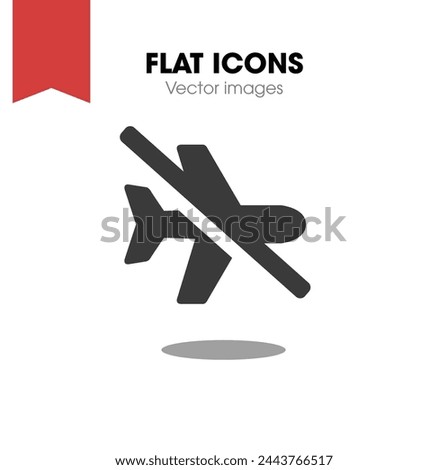 Plane slash icon vector, style flat