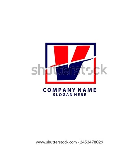 V sliced letter logo. Modern V letter logo with Slash concept