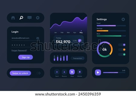 Gradient ui ux elements vector design in eps 10