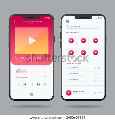 Music player app interface vector design in eps 10