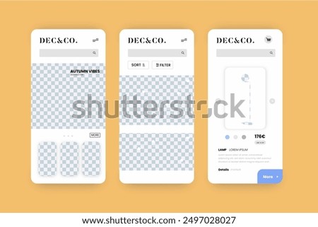 Furniture shopping app interface vector design in eps 10