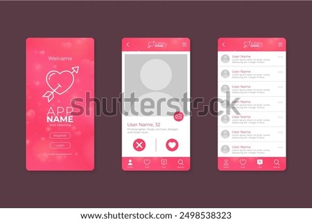 Dating app interface set template vector design in eps 10