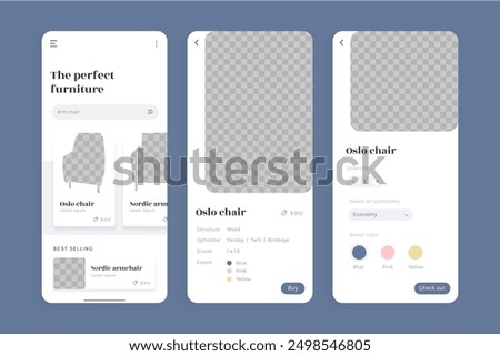 Furniture shopping app interface vector design in eps 10