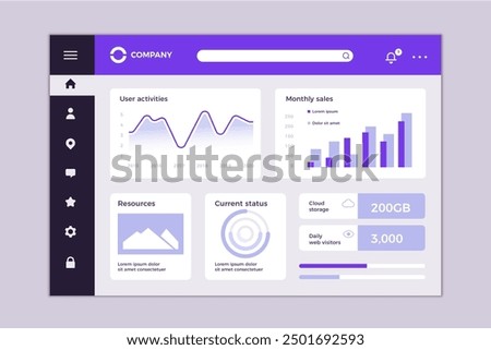 Dashboard template user panel vector design in eps 10