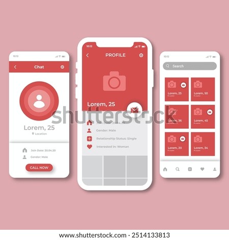 Creative dating app interface vector design in eps 10