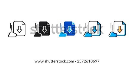 Download file icon in flat style representing data transfer, file sharing, and downloading concepts. Ideal for technology, internet, cloud storage, and digital platforms.