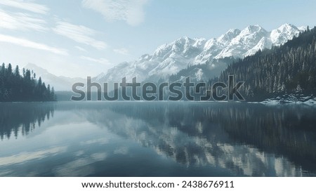 Similar – Image, Stock Photo Misty morning at the mountains