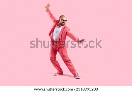 Similar – Image, Stock Photo Bald cool man in pedestrian bridge portrait