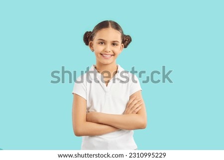 Similar – Image, Stock Photo Little girl standing on farm yard