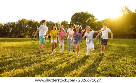 Similar – Image, Stock Photo Happy child having fun on summer vacation