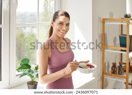 Similar – Image, Stock Photo Young and sportive woman portrait in a park