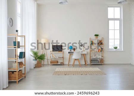 Similar – Image, Stock Photo boy in the room with sunrays through window