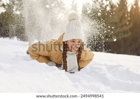 Image, Stock Photo Sledging in the snow