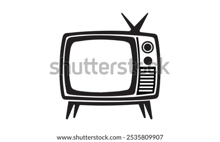 TV icon silhouette, Old TV silhouette isolated on white background, Old TV icon vector illustration design, Old Television Vision icon