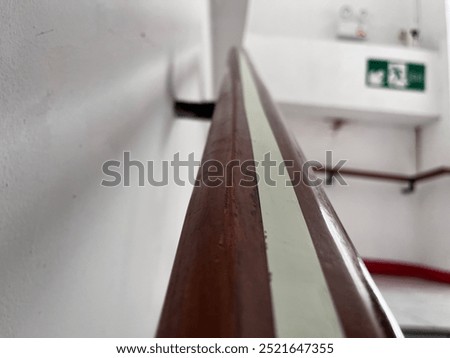 Similar – Image, Stock Photo The handrail up the stairs and the turquoise wall