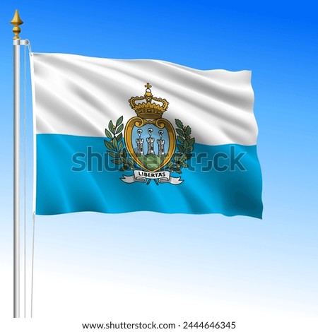 San Marino Republic, official national waving flag, european country, vector illustration