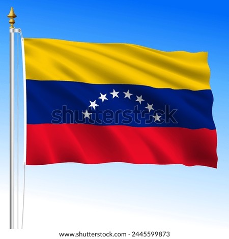 Venezuela, Republica Bolivariana national waving flag, south anmerica, vector illustration