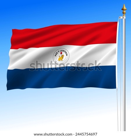 Paraguay official national flag, south america, vector illustration, back side