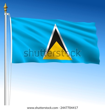 Saint Lucia official national flag, caribbean country, vector illustration