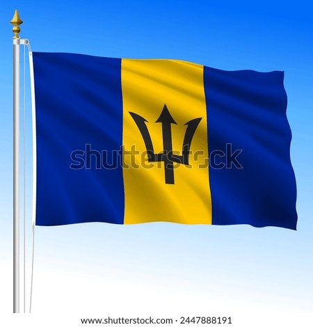 Barbados, official national waving flag, caribbean country, vector illustration