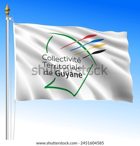 French Guiana regional waving flag, South American overseas territory, France, vector illustration