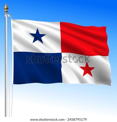 Panama, official national waving flag, south american country, vector illustration