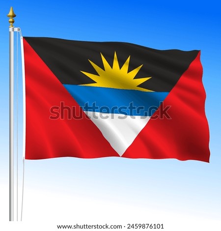 Antigua and Barbuda, official national waving flag, caribbean country, vector illustration