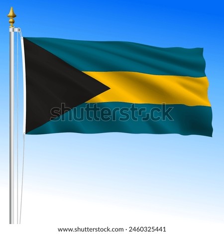 Bahamas, official national waving flag, caribbean country, vector illustration