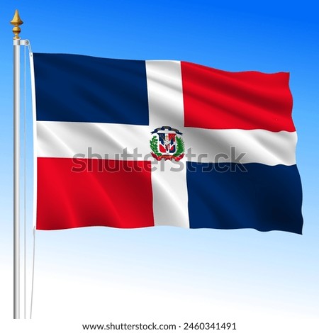 Dominican Republic, official national waving flag, american country, vector illustration 