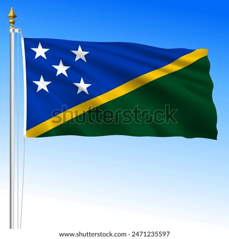 Solomon islands, official national waving flag, oceania, vector illustration