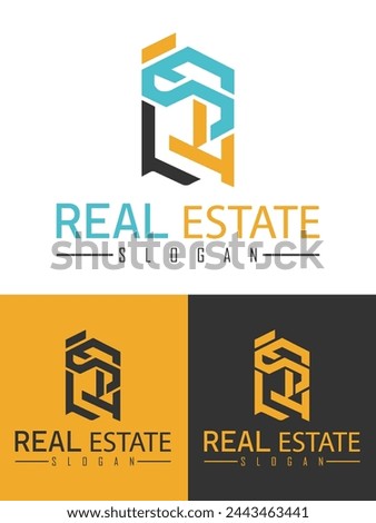 A realistic real estate logo captures the essence of the industry by incorporating tangible elements like houses, buildings, or keys,real estate logo design with golden color.
