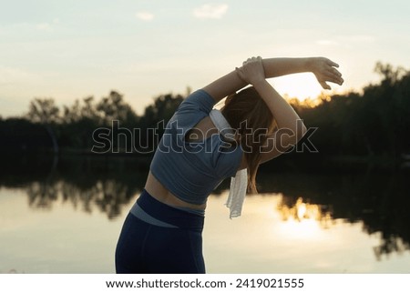 Similar – Foto Bild Frau dehnt Körper in Yogastellung