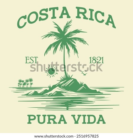 Costa rica pura vida, summer t-shirt design vector, summers creative t-shirt design, summer beach t-shirt vector design.costa rica beach vector illustration, beach artwork for t shirt, sticker, poster