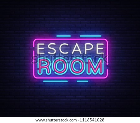 Escape Room neon signs vector. Escape Room Design template neon sign, light banner, neon signboard, nightly bright advertising, light inscription. Vector illustration