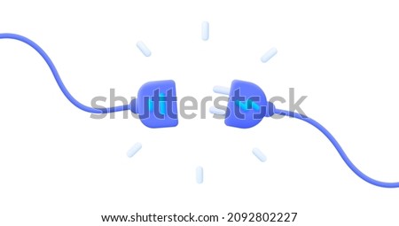 Connect disconnect in 3d style. 3d vector illustration. Futuristic digital network concept. Internet network. Line art. Vector illustration design