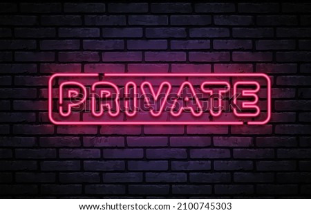 Private neon sign vector. Neon Gaming Design template, light banner, night signboard, nightly bright advertising, light inscription. Vector illustration