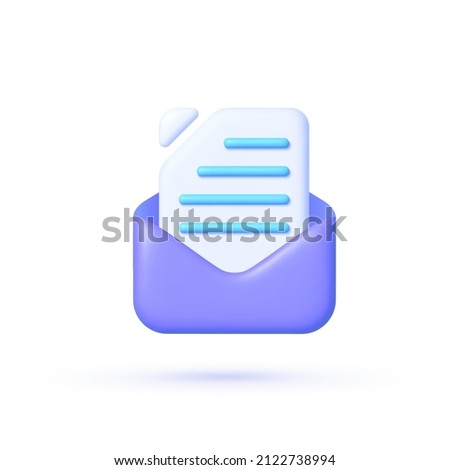 Email 3d in 3d style on blue background. 3d render illustration. Isolated vector illustration. Business icon. Message notification icon. Render new email notification