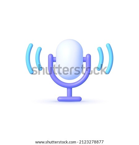 Microphone 3d in classic style on white background. Microphone 3d in realistic style on isolated background. Realistic vector icon. Vector illustration isolated