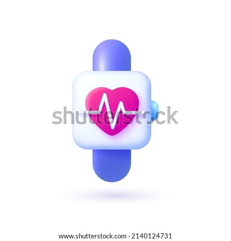 Clock 3d for healthcare design. Heart disease concept. 3d vector render concept