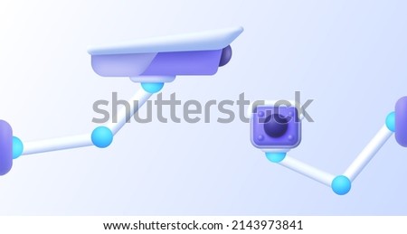 Surveillance camera 3d in modern style on white background. Modern surveillance camera 3d, great design for any purposes. Digital security concept. 3d vector illustration