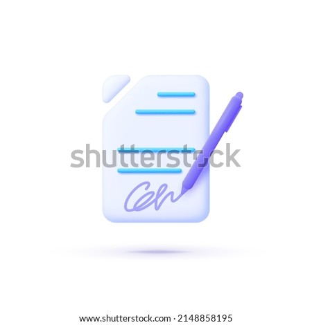 Contract, great design for any purposes. 3d vector render concept. Business, education concept. Digital security concept. Vector illustration