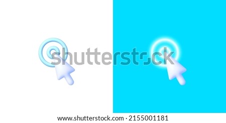 3D cursor on whit backdrop for web design. Arrow pointer, mouse cursor. 3D Flat digital vector illustration