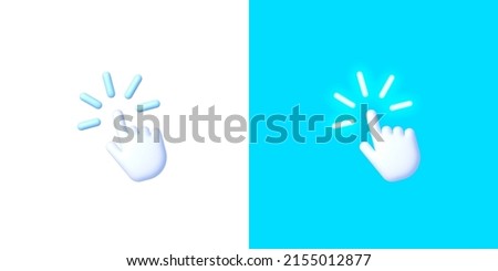 3d computer cursor hand web for concept design. 3d hand pointing icon design. Vector 3d illustration Foto d'archivio © 