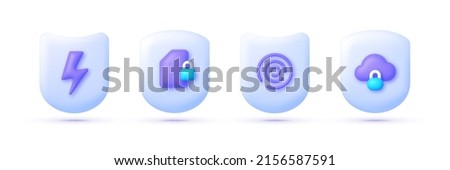Secure 3D collection vector illustration on white backdrop. Modern icon for web background design. Isolated Vector illustration