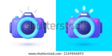 Camera 3D neon, great design for any purposes. Vector illustration design.